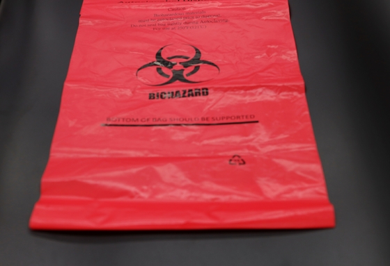 Customized Red Plastic Biohazard Medical Waste Bag For Hospital Pharmacy Clinic